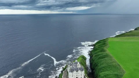 Dunbeath Castle Sutherland Drone Aerial video Stock Footage 247334968