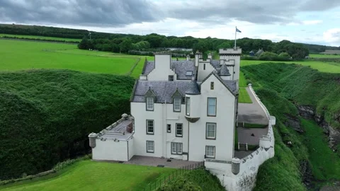 Dunbeath Castle Sutherland Drone Aerial video Stock Footage 247335567