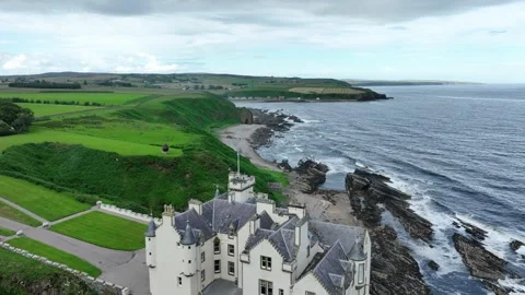 Dunbeath Castle Sutherland Drone Aerial video Stock Footage 247336901