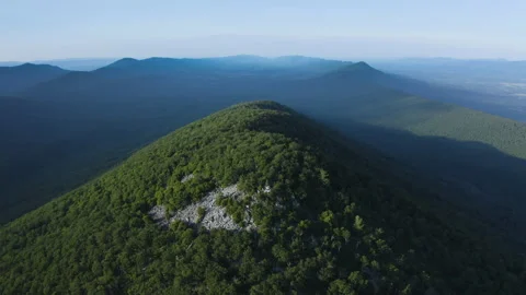 Duncan Knob - Massanutten Range, VA - Summer - Aerial - Backwards tracking Stock Footage 135811833