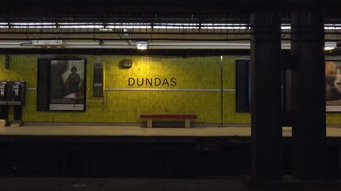Dundas Metro Train station stop in Toronto Canada 4k Stock Footage 88560517