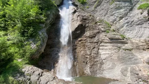 Dundelbachfall I or upper waterfall on the Dundelbach stream - Switzerland Stock Footage 295448092