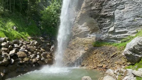 Dundelbachfall II or lower waterfall on the Dundelbach stream - Switzerland Stock Footage 295447590