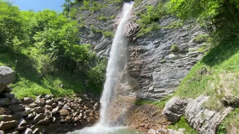 Dundelbachfall II or lower waterfall on the Dundelbach stream - Switzerland Stock Footage 295447594
