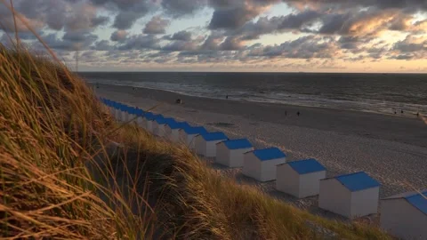 Dune and beach view, Texel Netherlands Stock Footage 149269335