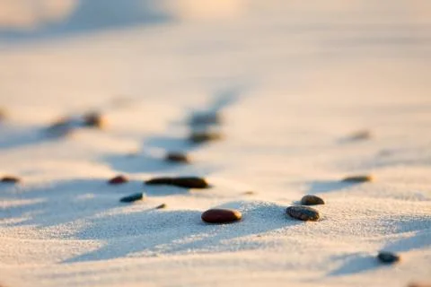 Dune on beach at sunset Stock Photos