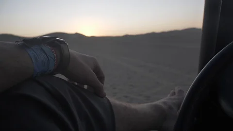 Dune buggy running on the immense sand dune of Huacachina, Ica, Peru. Stock Footage 125272325