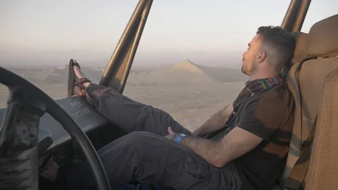 Dune buggy running on the immense sand dune of Huacachina, Ica, Peru. Stock Footage 125272584