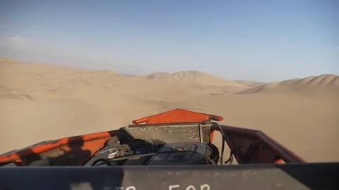 Dune buggy running on the immense sand dune of Huacachina, Ica, Peru. Stock Footage 125274306