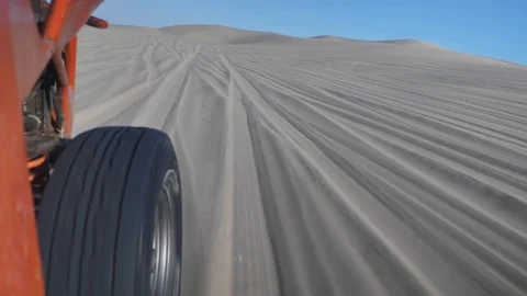 Dune buggy running on the immense sand dune of Huacachina, Ica, Peru. Stock Footage 125274376