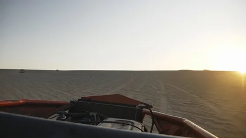 Dune buggy running on the immense sand dune of Huacachina, Ica, Peru. Stock Footage 125274562