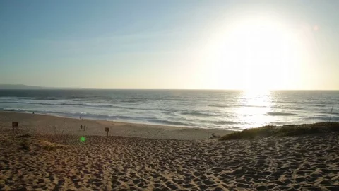 Dune View of Sunset and Rolling Waves Video stock 85210469