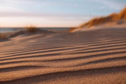 Dune waves and sand pattern. Wave, sand dunes, dry desert, brown or yellow co Stock Photos