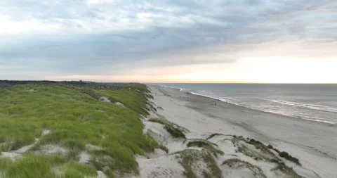 The dunes and white sandy beach of Texel, island in the north of The Stock Footage 295429822