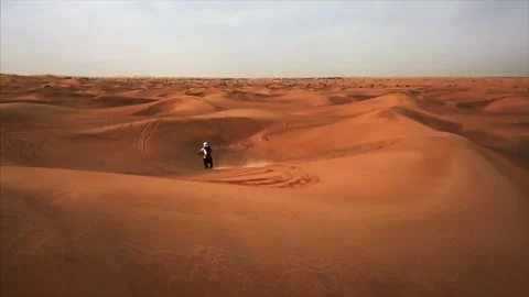 Dunes, desert, sand, nature, travel, motorcycles, ATVs Stock Footage