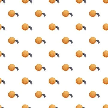 Dung beetle creating seamless pattern rolling ball Illustrazione stock
