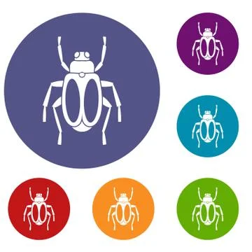 Dung beetle icons set Stock Illustration