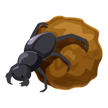 Dung beetle pushing a ball of dung Stock Illustration