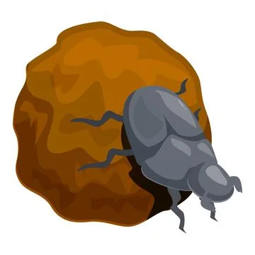 Dung beetle pushing a ball of dung Stock Illustration