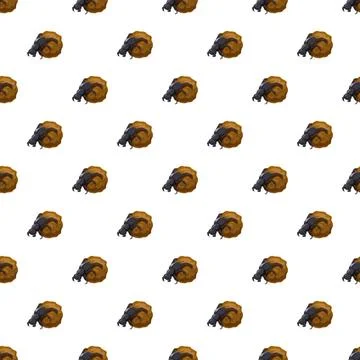 Dung beetle scarab insect rolling manure ball pattern Stock Illustration