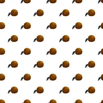 Dung beetles rolling dung balls seamless pattern on white background 스톡 일러스트
