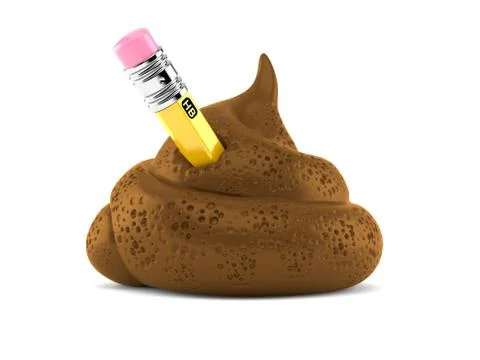 Dung poo with pencil Stock Illustration