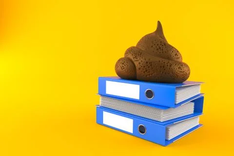 Dung poo with stack of ring binders イラスト素材