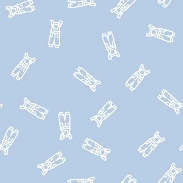 Dungarees pants apparel line vector seamless pattern Illustrazione stock
