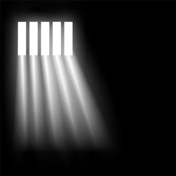 Dungeon prison window background. Jail cell empty window light justice crime Stock Illustration