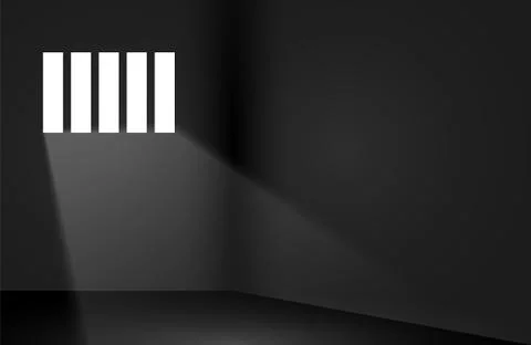Dungeon prison window background. Jail cell empty window light justice crime 스톡 일러스트