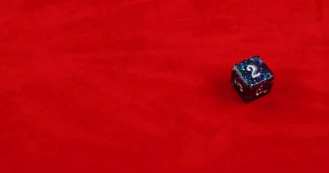 Dungeons and Dragons Dice Roll D6 6 Sided Black Starry Die Rolling 2 Slow Motion Stock Footage 203151882