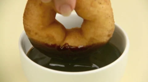 Dunking Donut In Chocolate Sauce Stock Footage 56029863