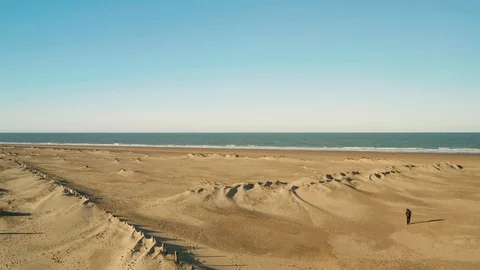 Dunkirk beach, ocean, lighthouse and factories (Dunkerque, France) Stock Footage 102437199