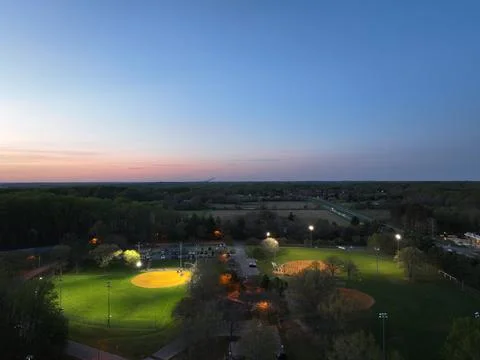 Dunkirk district park in the evening Foto stock
