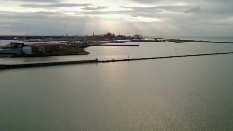 Dunkirk Harbour Drone Pan 動画素材 197002893
