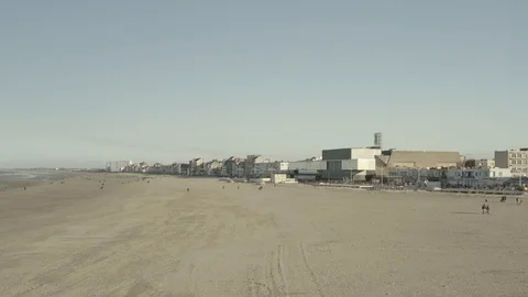 Dunkirk Sea dike and beach (Dunkerque, France) d-log Stock Footage 102333949