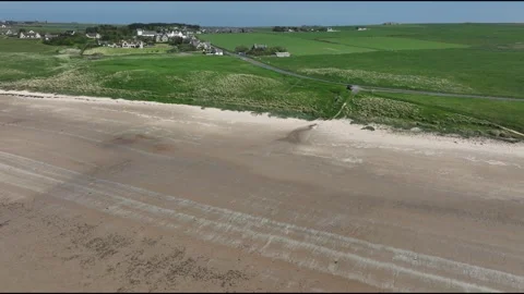 Dunnet Beach, Dunnet Bay, Caithness drone aerial video footage Stock Footage 275522281