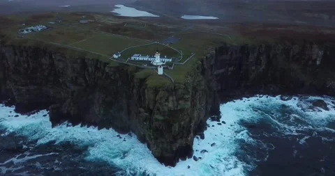 Dunnet Head Lighthouse Drone Stock Footage 146408108
