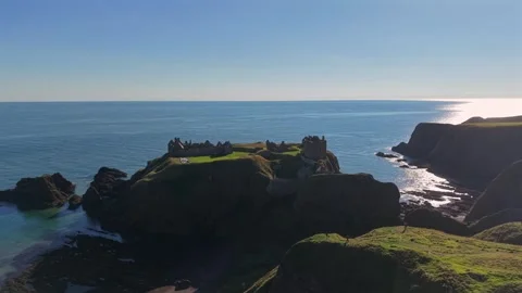Dunnottar Castle and Dramatic Cliffs, Stonehaven Scotland Stock Footage 340834366