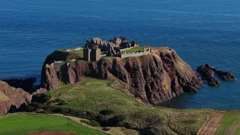 Dunnottar Castle and Dramatic Cliffs, Stonehaven Scotland Stock Footage 340835444