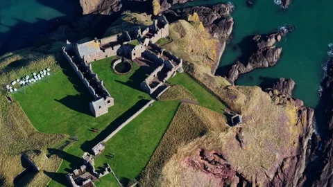 Dunnottar Castle and Dramatic Cliffs, Stonehaven Scotland Stock Footage 340835858