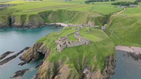 Dunnottar Castle by drone Stock Footage 246380901