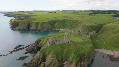Dunnottar Castle by drone Stock Footage 246380902