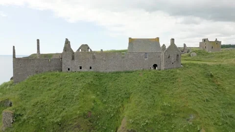 Dunnottar Castle by drone Stock Footage 246380980