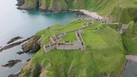 Dunnottar Castle by drone Stock Footage 246381042