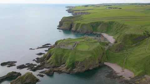 Dunnottar Castle by drone Stock Footage 246381179