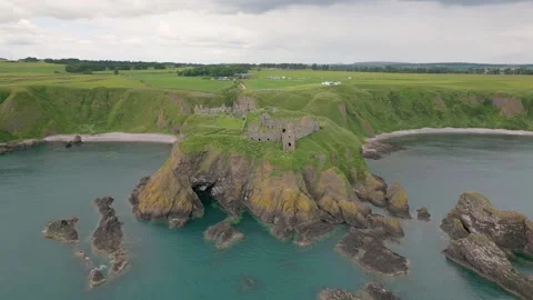 Dunnottar Castle by drone Stock Footage 246381180