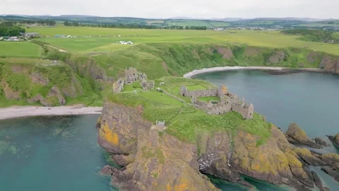 Dunnottar Castle by drone Stock Footage 246381184