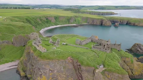 Dunnottar Castle by drone Stock Footage 246381248