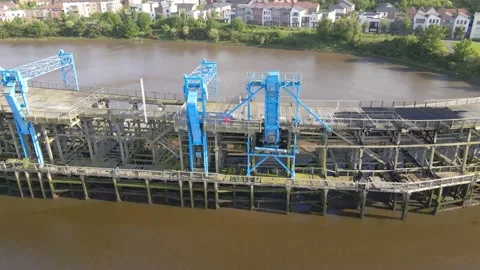 Dunston Staiths, showing fire damage from 2020 arson attack Stock Footage 132907074